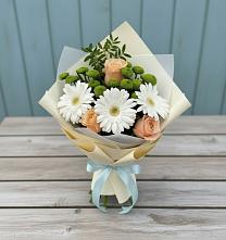 Букет цветов из:  Герберы, Розы и Хризантемы в Оверятах